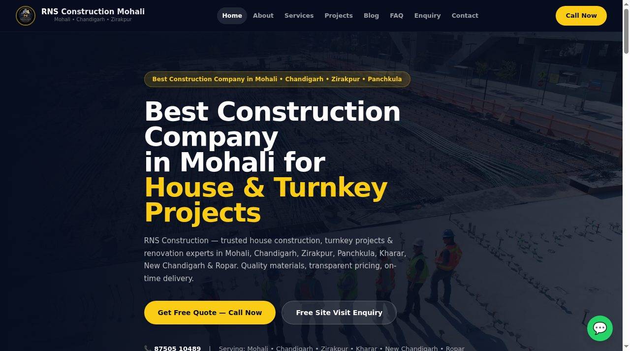 RNS Construction website